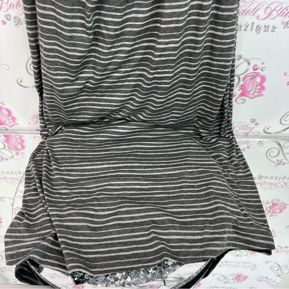 Love Stitch dress strapless maxi long style flowy grey and White Striped Skirt - Picture 3 of 9
